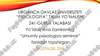 umumiy psixologiya seminar — PDF