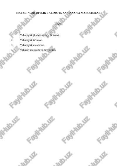 yahudiylik talimoti, ana’ana va marosimlari — DOCX