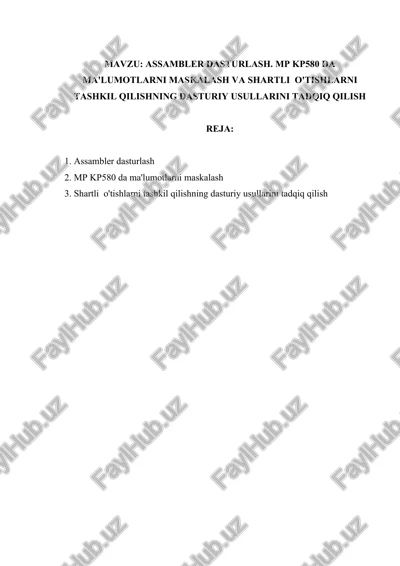 assambler dasturlash — DOCX