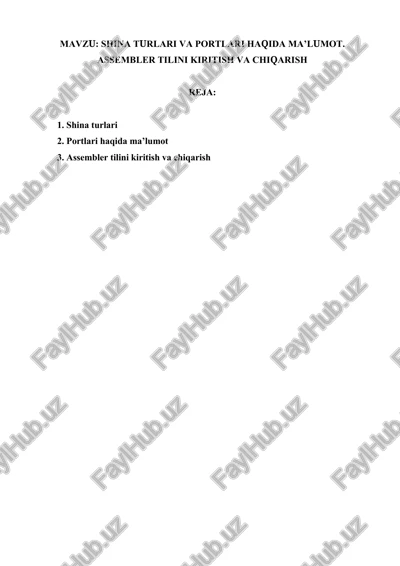 shina turlari va portlari haqida ma’lumot. assembler tilini kiritish va chiqarish — DOCX