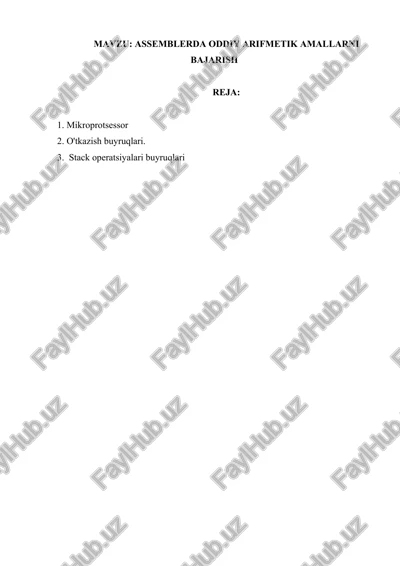 assemblerda oddiy arifmetik amallarni bajarish — DOCX