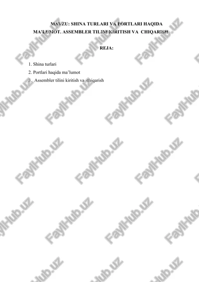 shina turlari va portlari — DOCX