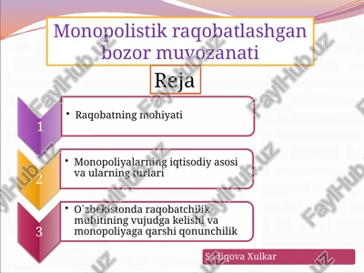 monopolistik raqobatlashgan bozor muvozanati — PPTX