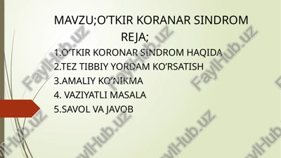 o’tkir koranar sindrom — PPTX