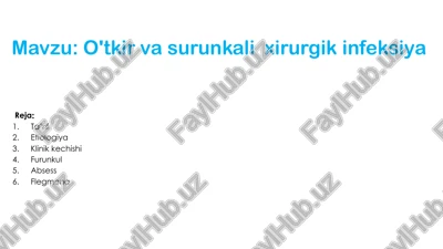 o'tkirva surunkali xirurgik infeksiya — PPTX