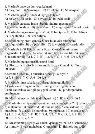 mashrabning insoniy yo'nalishi — DOCX