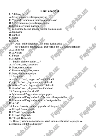 5-sinf adabiyot — DOC