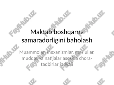 maktab boshqaruv samaradorligini baholash — PPTX