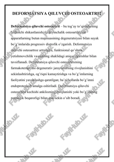 deformatsiya qiluvchi osteoartrit — DOCX