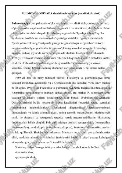 pulmonologiyada shoshilinch holatlar (anafilaktik shok) — DOCX