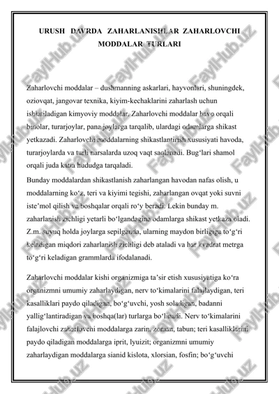 zaharlovchi moddalar turlari — DOCX