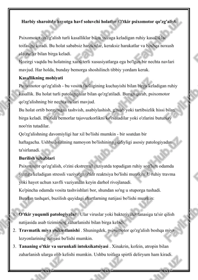 psixomotor qo'zg'alish — DOCX