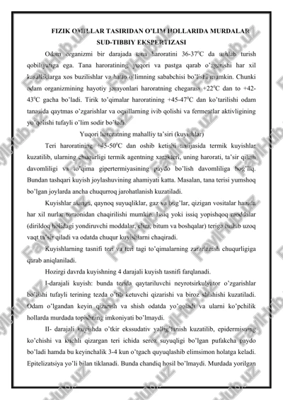 fizik omillar tasiridan o’lim hollarida murdalar sud-tibbiy ekspertizasi — DOCX