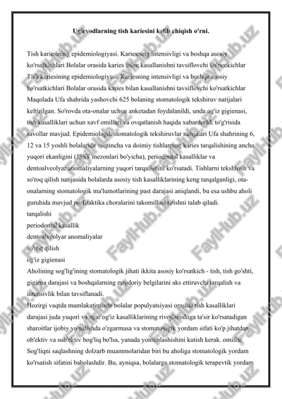 stomatologik tekshiruvlar natijalari — DOCX