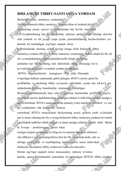 birlamchi tibbiy-sanitariya yordam — DOCX