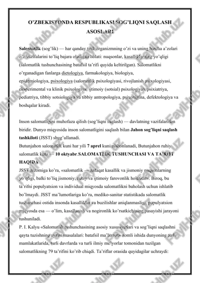 salomatlik tushunchasi va ta’rifi — DOCX