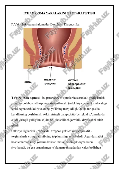 to'g'ri ichak oqmasi alomatlar davolash. diagnostika — DOCX