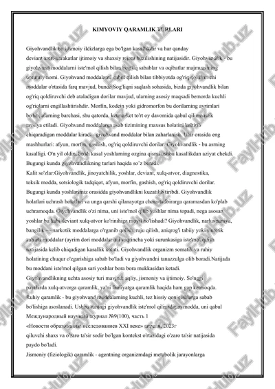 kimyoviy qaramlik turlari — DOCX