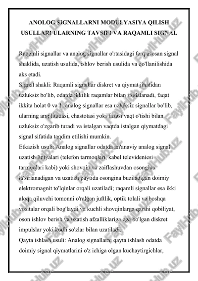 anolog signallarni modulyasiya qilish usullari — DOCX