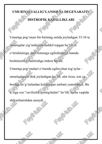 umurtqa yallig'lanish va degenarativ distrofik kasalliklari — DOCX