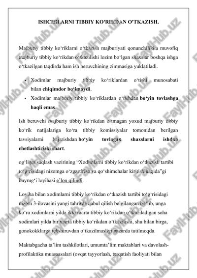 xodimlarni tibbiy ko'rikdan o'tkazish — DOCX