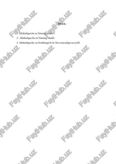 maktabgacha ta`limning rivojlanishi — DOC