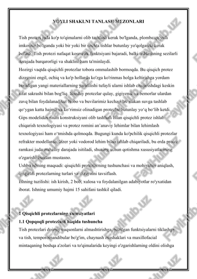 yoyli shaklni tanlash mezonlari — DOCX