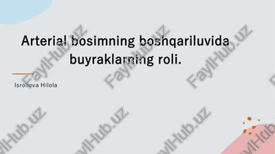 arterial bosimning boshqariluvida buyraklarning roli — PDF