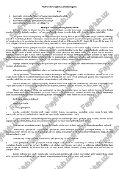 qadriyatlarning tarixan tarkib topishi — DOCX