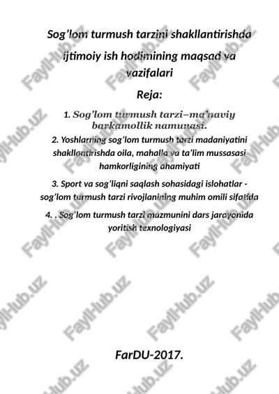 sog’lom turmush tarzi — DOCX
