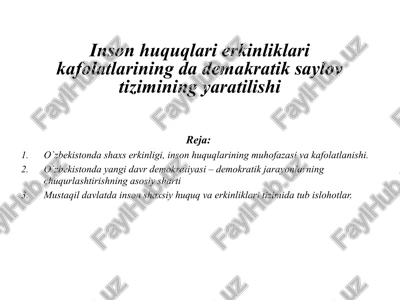 o'zbekistonda inson huquqlari va erkinliklar — PPTX