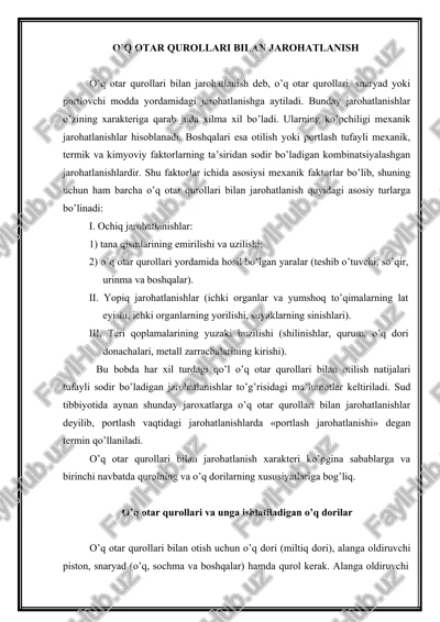 o'q otar qurollari bilan jarohatlanish — DOCX