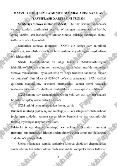 ochiq suv ta’minoti ma’nbalarini sanitar tavsiflash — DOC