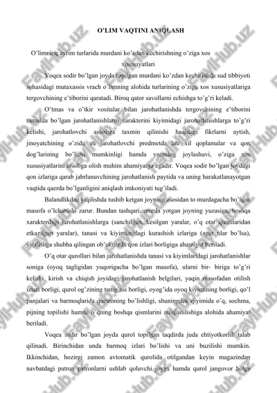 o'lim vaqtini aniqlash — DOCX