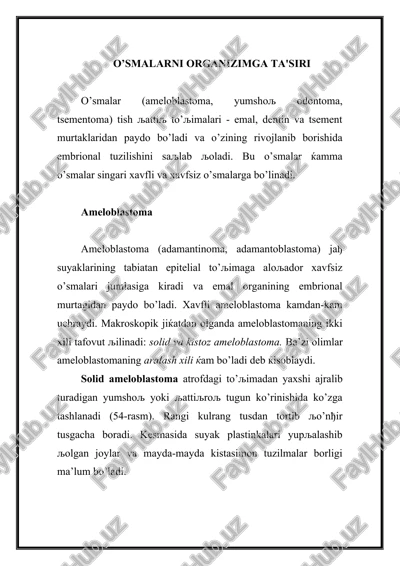 o’smalar (ameloblastoma) — DOCX