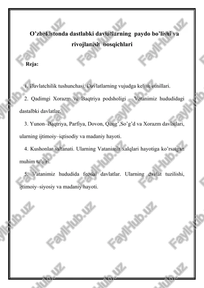 davlatlarning paydo bo’lishi va rivojlanish bosqichlari — DOC