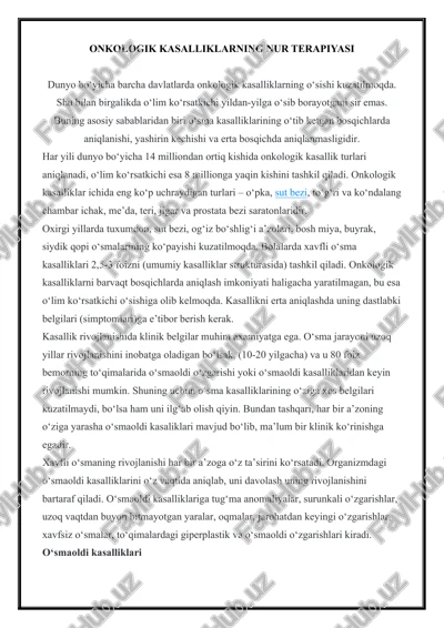 onkologik kasalliklarning nur terapiyasi — DOCX