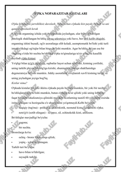 o'pka noparazitar kistalari — DOCX