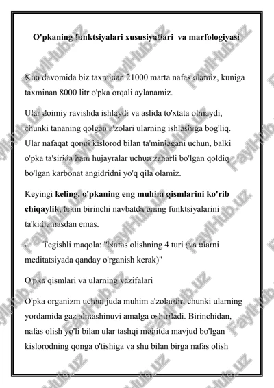 o'pkaning funktsiyalari xususiyatlari va marfologiyasi — DOCX