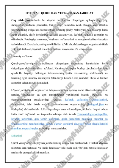 o'q otar quroldan yetkazilgan jarohat — DOCX