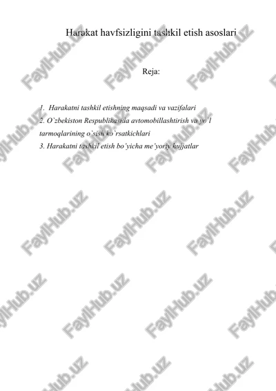 harakat havfsizligini tashkil etish asoslari — DOCX