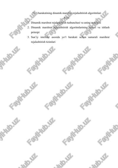 dinamik marshrut rejalashtirish algoritmlari — DOCX