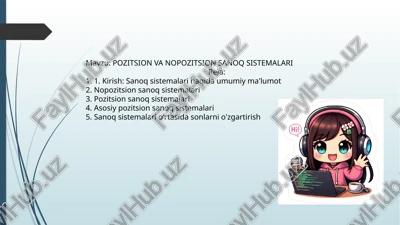 pozitsion va nopozitsion sanoq sistemalari — PPTX