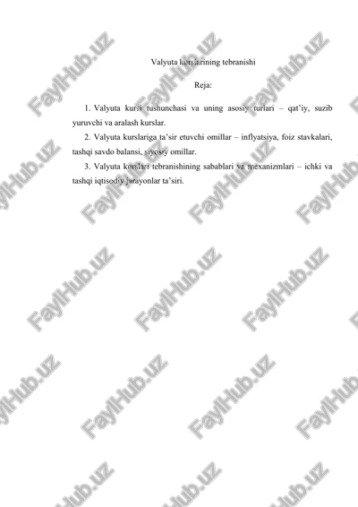 valyuta kurslarining tebranishi — DOCX