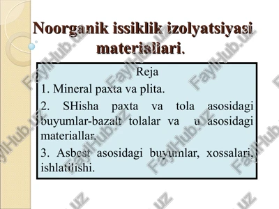 mineral paxta va plita — PPT