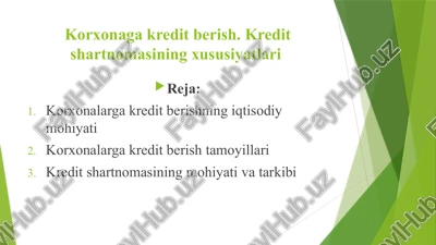 korxonaga kredit berish — PPTX