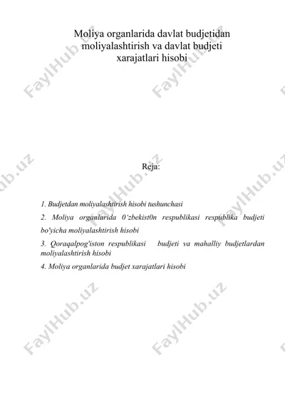 moliya organlarida davlat budjetidan moliyalashtirish va davlat budjeti — DOC