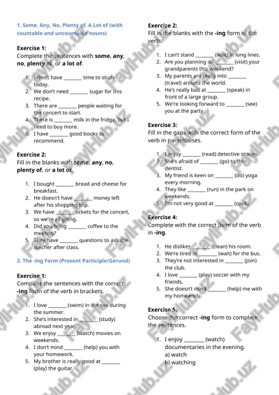 vocabulary and grammar quiz — DOCX