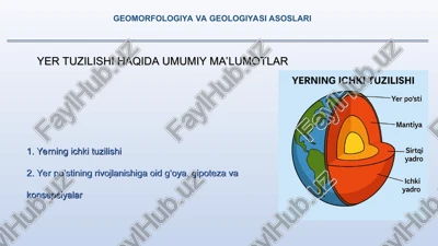 yer tuzilishi haqida umumiy ma’lumotlar — PPT