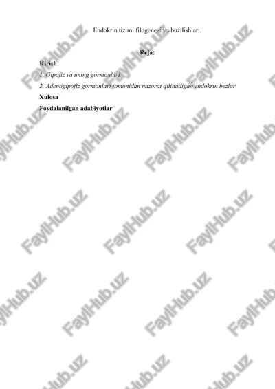 endokrin tizimi filogenezi va buzilishlari — DOCX